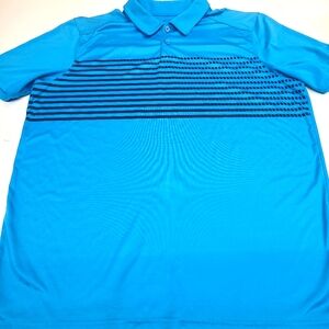 Men's Oakley Turquoise Blue Striped Polo Shirt